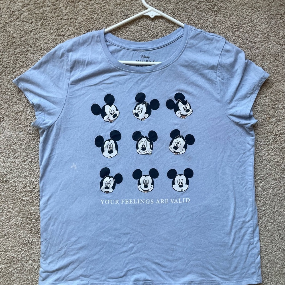 Disney Mickey Mouse XL T-Shirt Your Feelings Are Valid Blue Used